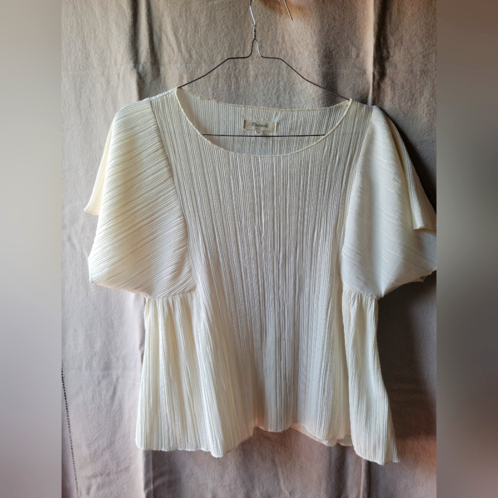 Madewell Texture & Thread Micropleat Top in Ivory (XS)